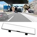 Kitbest Rear View Mirror, 300mm Wide Angle Rearview Mirror Clip on Car Original Mirror, Flat Panoramic Auto Mirror to Eliminate Blind Spot Effectively for Cars SUV Trucks 300 x 79mm White