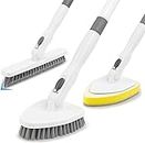 3 in 1 Tub and Tile Scrubber Bathroom Cleaner Shower Cleaning Brush 51.5” Detachable Long Handle, Stiff Bristles Scrub Brush Cleaning Tool for Bathtub Kitchen Toilet Wall Floor Glass