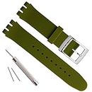 Silver Plated Stainless Steel Buckle Waterproof Silicone Rubber Watch Strap Watch Band (17mm, Blackish Green)