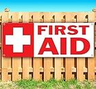 First Aid Cross Banner 13 oz | Non-Fabric | Heavy-Duty Vinyl Single-Sided With Metal Grommets