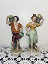 Vintage FBIA Bisque Porcelain Victorian Pair Man & Woman Holding Fruitbaskets