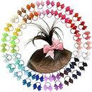 50pcs 2" Baby Bows Hair Ties Rubber Band Ribbon Hair bands Ropes for Baby Girls Kids Children 25 Colors in Pairs