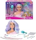 Barbie Doll Head for Hair Styling, Pastel Fantasy Hair with 20 Fairytale-Inspired Accessories Including Shimmer Stickers