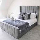 Panel Wing Plush Velvet Luxury Upholstered Bed Frame Double & King Size Uk