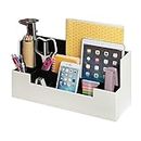 JackCubeDesign Leather Office Desk Stationery Organizer Supplies Storage Box Case Caddy Tray Supporto per display cosmetico Phone Supporto per tablet (bianco, 34 x 12,9 x 18 cm) -: MK268E