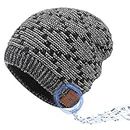 iJiZuo Cappello da Musica Unisex Bluetooth, Berretto Bluetooth 5.0 Musica Cappello, Cappello Invernale Caldo per Lo Sport all'aperto, Cappello Bluetooth Regali Natale-Grigio Scuro