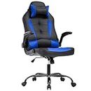 BestOffice PC Gaming Chair Ergonomic Office Chair Desk Chair with Lumbar Suport Flip Up Arms Headrest Adjustable PU Leather Executive High Back Computer Chair for Women Men Adults,Blue