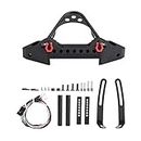 RC Front Bumper, Metal RC Crawler Bumper Frame with 2 LED Lights Compatible with Traxxas TRX-4 1/10 Scale RC Car(Black)
