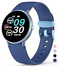 Mgaolo Kids Smart Watch,Fitness Tracker with Heart Rate Sleep Monitor for Boys Girls,Waterproof DIY Face Pedometer Activity Tracker for Fitbit Android iPhone (Blue)