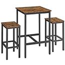 VASAGLE Bar Table and Chairs Set, Dining Table Set for Dining Room, Kitchen, Rustic Brown and Black ULBT017B01