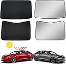 2022 Tesla Model 3 Sunshade Model 3 Accessories Glass Roof Sunshade Sunroof Rear Window Sunshade Compatible for Tesla Model 3 Sunshade with Skylight Reflective Covers 2021 2022(4 of Set)