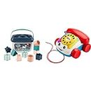 Fisher-Price Baby's First Blocks & Chatter Telephone, Infant and Toddler Pull Toy Phone for Walking and Pretend Play, Ages 12 Months+, FGW66