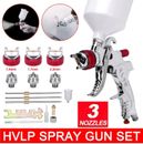 Automotive Spray Gun Gravity Feed Paint Air Sprayer HVLP Car Kit Tool 3Nozzle AU