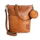 Berliner Bags Vintage Schultertasche Sofia, Umhängetasche mit 2 Riemen aus Leder, Handtasche für Frauen - Braun