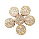 Imicreate Wooden Round Stamp Vintage Art Fonts Round Clear Wooden Stamp Set Thank You New Wishes Wooden Rubber Stamps for DIY Decoration