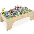 Best Choice Products 35-Piece Train Table, Large Multipurpose Wooden Toy Activity Playset for Children w/Tracks, Accessories, Reversible Table Top
