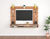DAS Merrill Mini Wall Mount Engineered Wood TV Entertainment Unit/Tv Rack Set to Box Stand with Wall Shelves for Living Room Classic Walnut Finish (Ideal for up to 32") Screen