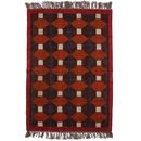 Reversible Rug Red Brown Wool & Jute Hand Woven Rectangle Carpet