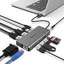 Qhou Upgraded Docking Station Triple Monitor for MacBook Air M1 & Windows/Thunderbolt 3 Dock, 13 in 1 USB C Hub with 4K Dual HDMI,100W PD,VGA,Gigabit Ethernet, USB 3.0, Audio, SD TF Card Reader