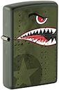 Zippo Lighter, Fighter Plane Nose Art, Shark Teeth - Green Matte 80976