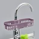 Sevia Kitchen Bathroom Sponge Brush Holder Sink Caddy Organizer, Tap Organiser Clip Storage Rack Home Kitchen Faucet Shelf Snap-on Faucet Rack Drain Rack Holder for Soap, Sponge, Scrubber