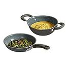 Meyer Anzen Healthy Ceramic Coated Cookware Frypan, 20cm with Kadai, 20cm with Interchangeable Lid, 20cm, Grey, 3-Piece Set