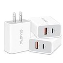 USB C Charger Block, 3 Pack 20W Dual Port QC+PD Power Adapter Cube, USBC Fast Wall Charger Plug Brick Charging Block for iPhone 15 14 13 12 11 Pro Max XS XR X SE 8 7 6 Plus, iPad, AirPods, Samsung, LG