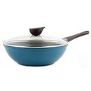 Neoflam 12-Inch Eela Chef's Pan with Glass Lid and Ecolon Non-Stick Coating, Deep Blue