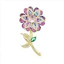 AAA + CZ Pink Flowers Brooches Pins for Women Mode Bridal Jewelry Birthday Party Christmas Clothing Accessories