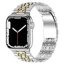 Anlinser Bracelet Compatible with Apple Watch Band 41mm 40mm 38mm for Women Men, Adjustable Stainless Steel Metal Replacement Strap Compatible with iWatch Series 9 8 7 6 5 4 3 SE (Silver, Gold)