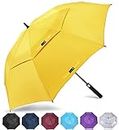 ZOMAKE Regenschirm Sturmfest Groß,XL Golf Umbrella Stockschirm mit Auf-Zu-Automatik für Herren Damen - Travel Schirm mit Tragegurt(Gelb)