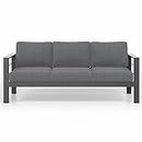 Solaste Patio Furniture Metal Couch, 4-Seat All-Weather Aluminum Garden Outdoor Contemporary Sofa Chair with Cushions, Dark Grey