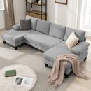U Shaped Sectional Sofa, 4 Seater Sofa, Modern Couch with Chaise for Living Room