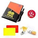 Wrzbest 3 in 1 Football Soccer Referee kit,Referee Whistle,Toss Coin and Yellow Cards with Notebook