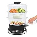 Seb Ultracompact Steamer, Healthy Cooking, 9L, 800W, 3 Stackable Bowls, Rice and Cereal Tray, 60 Minute Timer, Auto Shut-Off, Visible Water Level, Easy to Store VC204800