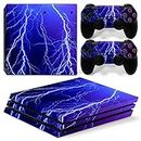 Mcbazel Pattern Series Vinyl Skin Sticker for PS4 Pro Controller & Console Protect Cover Decal Skin (Blue Thunder)