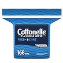 Cottonelle Fresh Care Flushable Wet Wipes, Adult Wet Wipes, 1 Refill Pack, 168 Wipes Per Pack, Packaging May Vary