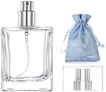JJKMALL-Atomizer 50ml-1.69oz Glass Spray Bottle, Refillable Clear Empty Atomizer Perfume Bottles，Large capacity Sample Bottles （Silver)