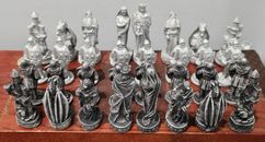Chess Pewter Mythical Gothic Medieval Style Dragon Wizard - NO BOARD