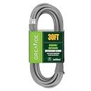 GREATIDE 30 FT Grey Outdoor Extension Cords, 16/3 Gauge, SJTW Waterproof Cable, 3 Prong Grounded Plug, Weather Resistant for Safety