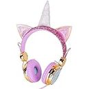 Samvardhan Unicorn Wired Over the Ear Headphone with Mic (Pink)