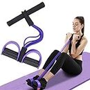 FateFan Multifunction Tension Rope, 6-Tube Elastic Yoga Pedal Puller Resistance Band, Natural Latex Tension Rope Fitness, for Abdomen/Waist/Arm/Leg Stretching Slimming Training (Purple)