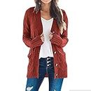 Warehouse Amazon Warehouse Deals Clearance Women's Cardigan Chunky Open Front Button Sweaters with Pockets Loose Slouchy Oversized Fall Outerwear Coat Fall Basics Womens Clothing Red XL