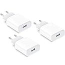 Chargeur USB, 3-Pack 5V/1A USB Prise Adaptateur Secteur Universel Compatible with iPhone 11 XR X XS Max 8 7 6 6S Plus 5S, Samsung Galaxy/Note, Pad, Android, Kamera,Tablet Adaptateur