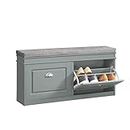 SoBuy FSR64-HG,Hallway Shoe Bench,Shoe Cabinet with Flip-Drawer and Seat Cushion Grey