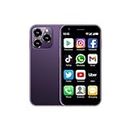 Tuanzi Soyes XS16 Mini 4G Smartphone 3.0 Inch Quad Core Dual Sim Ultra Thin Unlocked Android 10.0 Card Mobile Phone WiFi Bluetooth Hotspot Student Pocket Cellphone (Purple 2GB+16GB)