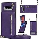 Jaorty Crossbody Wallet Case for Samsung Galaxy S10 Plus Case with Card Holder,PU Leather Flip Cover Detachable Adjustable Lanyard Strap Women Girl Magnetic Clasp Kickstand Heavy Duty 6.4",Purple