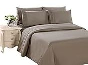 Marina Decoration Ultra Soft Silky Zipper Solid Rayon from Bamboo All Season 3 Pieces Duvet Cover Set with 2 Pillowcases, Taupe Color Queen Size