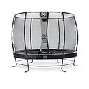 EXIT Toys Elegant Premium Round Trampoline - With Deluxe Safety Net - Extra Strong and Stable Frame - Long Springs - Stainless - Easy Assembly - Luxury Finish - ø10ft - Black