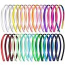 Duufin 30 Pieces Plain Headbands 1cm DIY Headband Colorful Satin Craft Coverd Headband for Girls and Women, 30 Colors